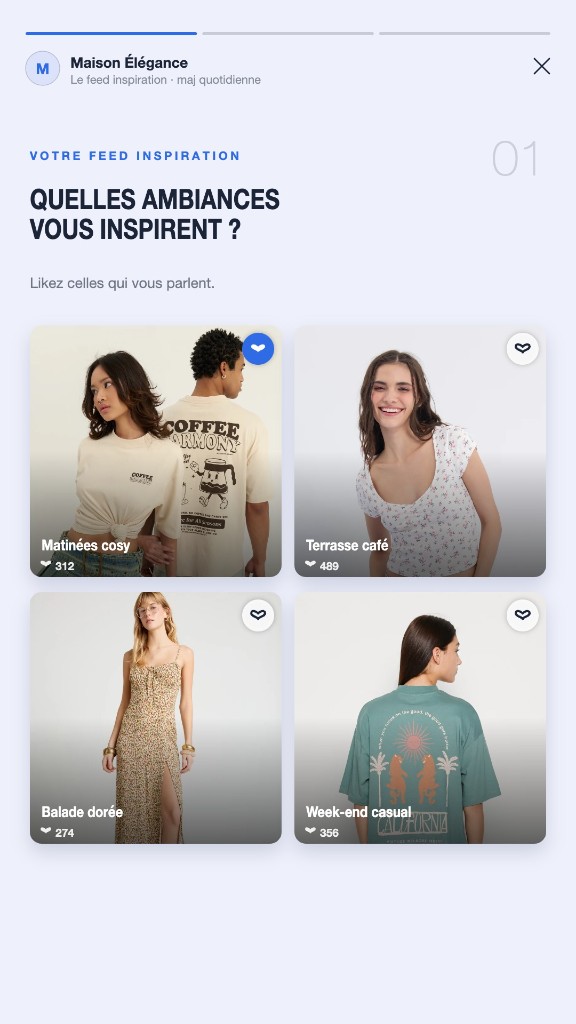 Inspiration Feed, écran 1