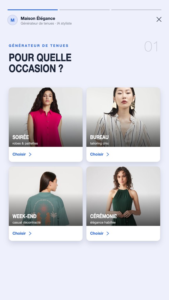 Outfit Generator, écran 1